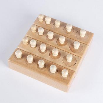 Educational Wooden Stamp Set - 20 Pieces, Four Rows, Baby Illustrations for Learning Size and Length