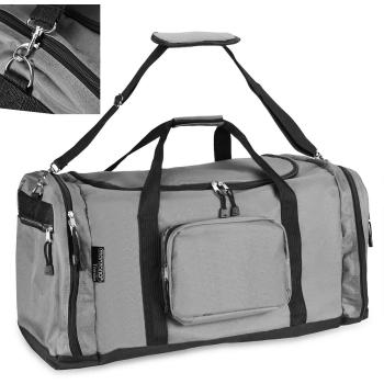 Sac de voyage anthracite 90L - Sac de sport gris avec bandoulière amovible et réglable, idéal pour le fitness et le football