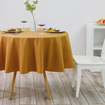Mantel de Mesa Antimanchas Rectangular y Redondo de Poliéster, Impermeable y Lavable - Estampado y Liso (140x140 cm, 140x180 cm, 140x240 cm)