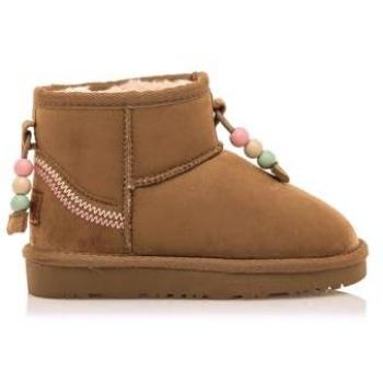 Botines Cortos MTNG 49353 Marrón con Detalle de Cuentas Multicolor para Niña