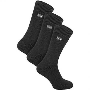 THMO - 3 Pack Men's Thick Warm Thermal Winter Socks with Comfort Top - Charcoal, EU Size 39-45