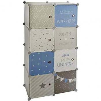 Atmosphera - Armoire avec Rangement et Penderie modulable pour Chambre d'enfant Bleue H 124 cm