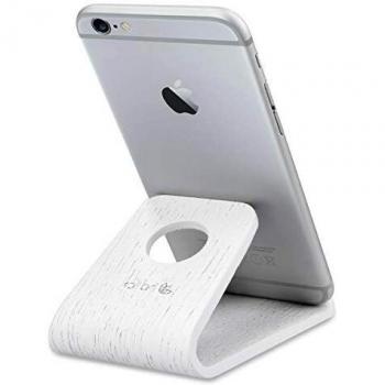 kalibri Handy Halterung Smartphone Ständer - Universal Halter kompatibel mit iPhone Samsung iPad Tablet u.a. - Tisch Stand Dock in Echtholz Weiß