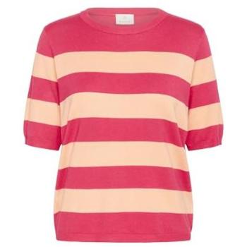 Kaffe Strickbluse Kurzarm gestreift Modell 'Lizza' in Pink, Größe XL