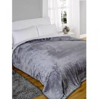 Silver Luxury Faux Fur Mink Fleece King Size Throw
