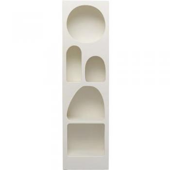 Étagère Design Bohème Blanche 180cm à 5 Étagères, Effet Bois, Charge Max 30kg