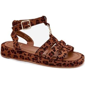 Boto Dames Platform Sandalen met Gouden Detail en Luipaardprint Kartia