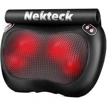 Nekteck Shiatsu Back and Neck Massager with Heat, Electric Deep Tissue Kneading Massage Pillow for Shoulders, Back, Calf, Feet, Relaxation Gifts, Use at Home, Office and Car
