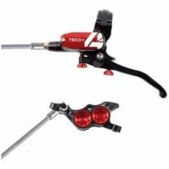 Hope Tech 4 E4 Left-Hand Disc Brake - Braided Hose - Black/Red