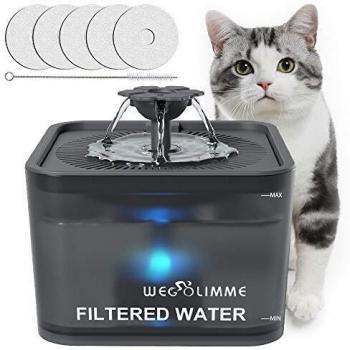 WEGOLIMME Pet Drinking Water Fountain for Cats and Dogs, 3L Automatic Water Dispenser with 5 Replacement Filters, Super Quiet | Smart LED Night Light | Hygienic Environmentally Friendly