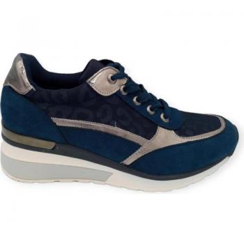 Zapatillas de Deporte para Mujer Don Algodón Marino con Detalles en Plata ZHI1302 Azul