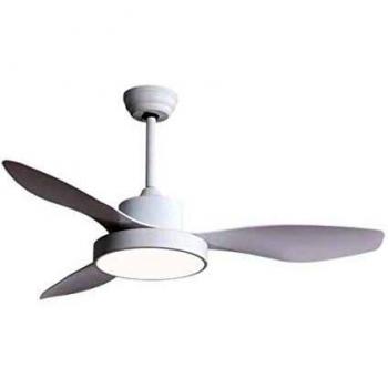 TODOLAMPARA - Ventilador de techo con luz LED 40W modelo HAYATE Blanco, 3 tonalidades de luz con memoria, 3 aspas, 3 velocidades, control remoto, temporizador, tamaño mediano