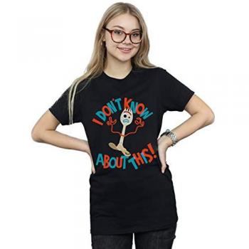 Toy Story 4 Forky I Don't Know About This Black Cotton Boyfriend T-Shirt - Size 5XL
