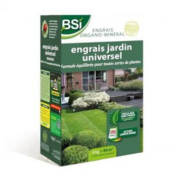 Engrais Bio Universel BSI - Action Longue Durée - 4Kg - Pour Gazon, Potager, Fleurs et Autres - Jusqu'à 40 m²