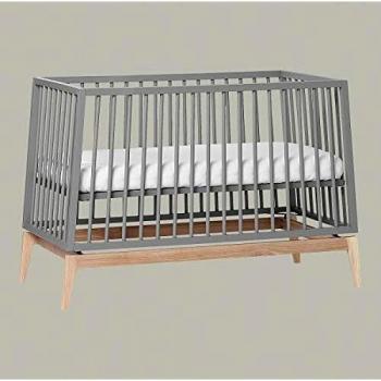 Lit bébé évolutif Leander Luna 120x60 cm en Gris et Chêne