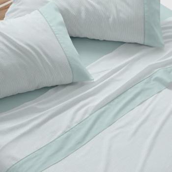 Juego de Sábanas Diseño 297 Burrito Blanco - Estampado Rayitas, 50% Algodón y 50% Poliéster, Disponible en Varios Colores y Tamaños (80-180 cm)