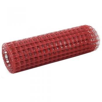 vidaXL Chicken Wire Fence Steel with PVC Coating 10x0.5 m Red