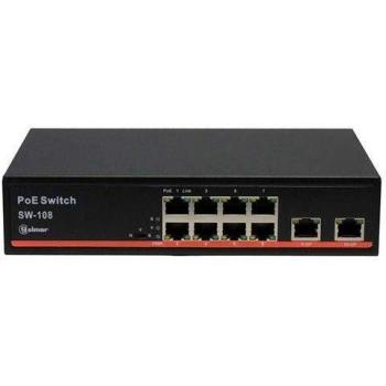 GOLMAR Switch 8 Puertos PoE SW-108 8 x 10/100Mbps PoE 2 x 10/100Mbps Uplink Ancho de Banda 2Gbps Potencia de Salida 150W