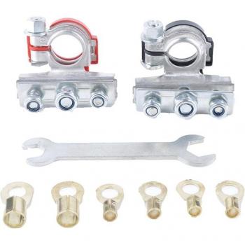 Dual Battery Top Post Terminal Connector Kit with Wrench + Brass Terminals