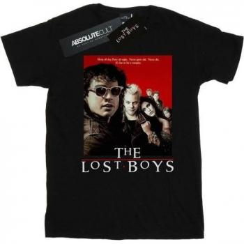 T-shirt Boyfriend in Cotone Rosso con Poster The Lost Boys per Donna