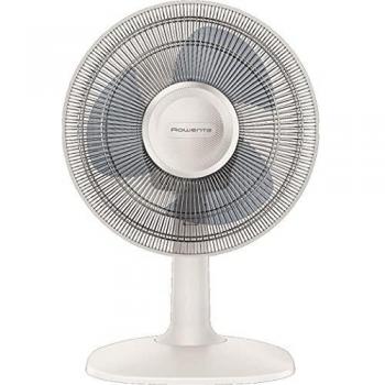 Rowenta Ventilador Essential VU2330 Ventilador de mesa de 3 velocidades y 30 cm, posición silenciosa, oscilación y orientación automáticas, silencioso, compacto, alto rendimiento, Color Blanco