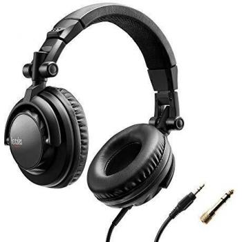 Hercules HDP DJ45: Casque fermé pour DJ – Pliable, écouteurs pivotants et câble de 2m/6, 5’ – Fermé, isole du bruit – Puissant, impédance de 60 ohms Noir One Size