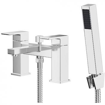 Tide Polished Chrome Bath Shower Mixer Tap with Shower Kit - Silver Metal Finish, 218mm x 147mm x 148mm