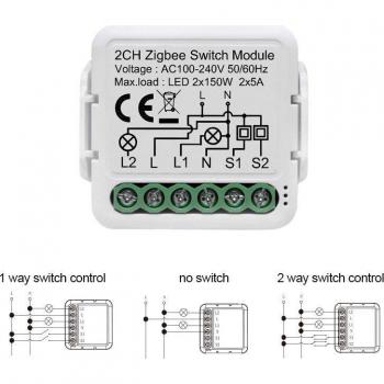 Module de commutateur intelligent Zigbee 1/2/3/4CH avec relais lumineux sans fil, compatible AC100-240V, commande vocale Google Home et Alexa
