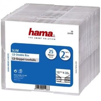 Hama Custodia CD Doppia Slim Trasparente, 25 pzz.