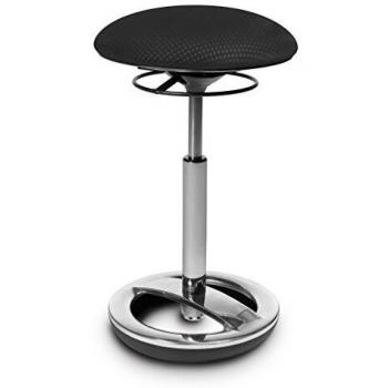Topstar SU59BR0 Sitness High Bob, ergonomische Stehhilfe, Arbeitshocker, Fitnesshocker, Standfußring Alu poliert, Sitzhöhe 49-70cm, Stoffbezug, schwarz