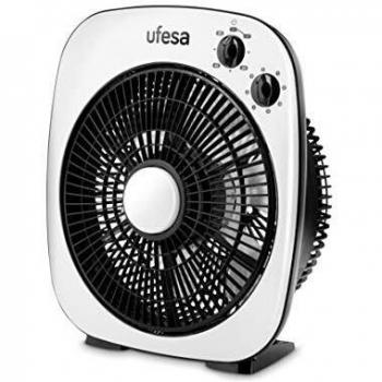 Ufesa BF5030 Ventilador de Mesa o Suelo, 25cm de Diámetro, 50W de Potencia, 3 Velocidades, 6 Hélices, Regilla Giratoria, Temporizador