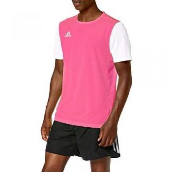 Camiseta adidas Estro 19 manga curta rosa e branca - M