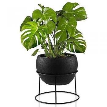 zukabmw Flower Pots Premium Planter Pot Containers indoor Outdoor Planters Round Plant Pots with Metal Planter Stand