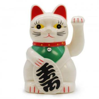 White Money Cat Statue - Lucky Fortune Figurine