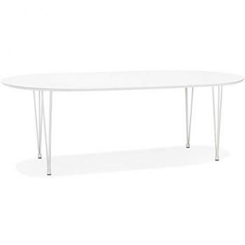 Table à dîner extensible ronde 'CHAMONIX' blanche - 120(220)x120 cm