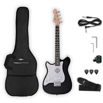 Guitare Électrique Mini Gaucher avec Haut-Parleur Intégré - Noir