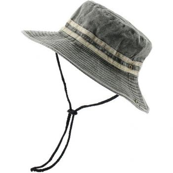 Washed Cotton Striped Bucket Hat with UV Protection for Men and Women
