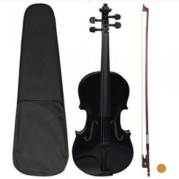 Conjunto Completo de Violino com Arco e Apoio de Queixo Preto 4/4