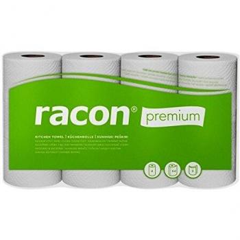 Rouleaux essuie-tout racon Premium K-2 220x250 mm, 2 épaisseurs, perforés, blanc, pack de 4 rouleaux
