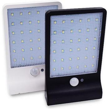 450 Lumens 48 LED Waterproof Solar Garden Wall Light with Three Modes - Black & White, Mounting Pole Optional