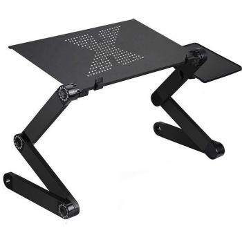 Portable Adjustable Folding Laptop Table with Cooling Fan for Sofa Bed