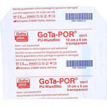 Gota-Por Steril PU Wundfilm 10cm x 6cm transparent Pflaster 1 Stück