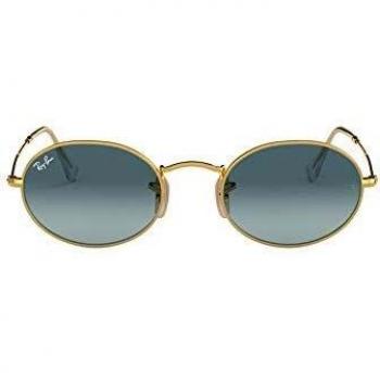 Óculos de Sol Ray-Ban Oval RB 3547 (001/3M) Dourados com Lentes Gradientes Azul e Cinza - Tamanho 54