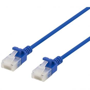 Deltaco U/UTP Cat6a patchkabel, slim, 3,5mm diameter, 5m, blå
