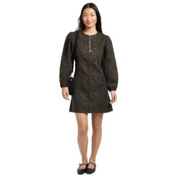 Petite Leopard Print Zip Front Denim Mini Dress - Size 18