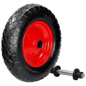 ECD Germany Roue de Brouette Pneumatique à Air 4.80/4.00-8 - Ø 390 mm - Deux Couches de Tissu 2PR - Capacité Charge 200 kg - Avec Axe et Jante en Acier - Largeur 95 mm - Roue de Rechange Gonflable