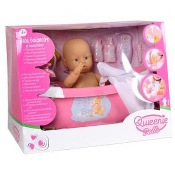 Boneco Bebê Qweenie com Banheira Rosa