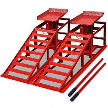 vidaXL 2x Rampe de Levage pour Voitures Hydraulique Rampe de Chargement Véhicules à Moteur Camion Atelier Garage Maison Acier Rouge
