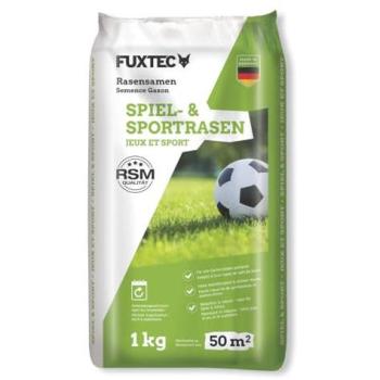 FUXTEC Semences de Gazon Sport et Jeux Résistantes au Piétinement 1 kg - Pelouse Robuste pour Jardin et Zones de Loisirs