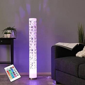 Lindby LED Stehlampe dimmbar mit Fernbedienung, RGB Farbwechsel, Lichtsäule Wohnzimmer, Standleuchte inkl. 1 x GU10 3W RGB LED Leuchtmittel austauschbar
